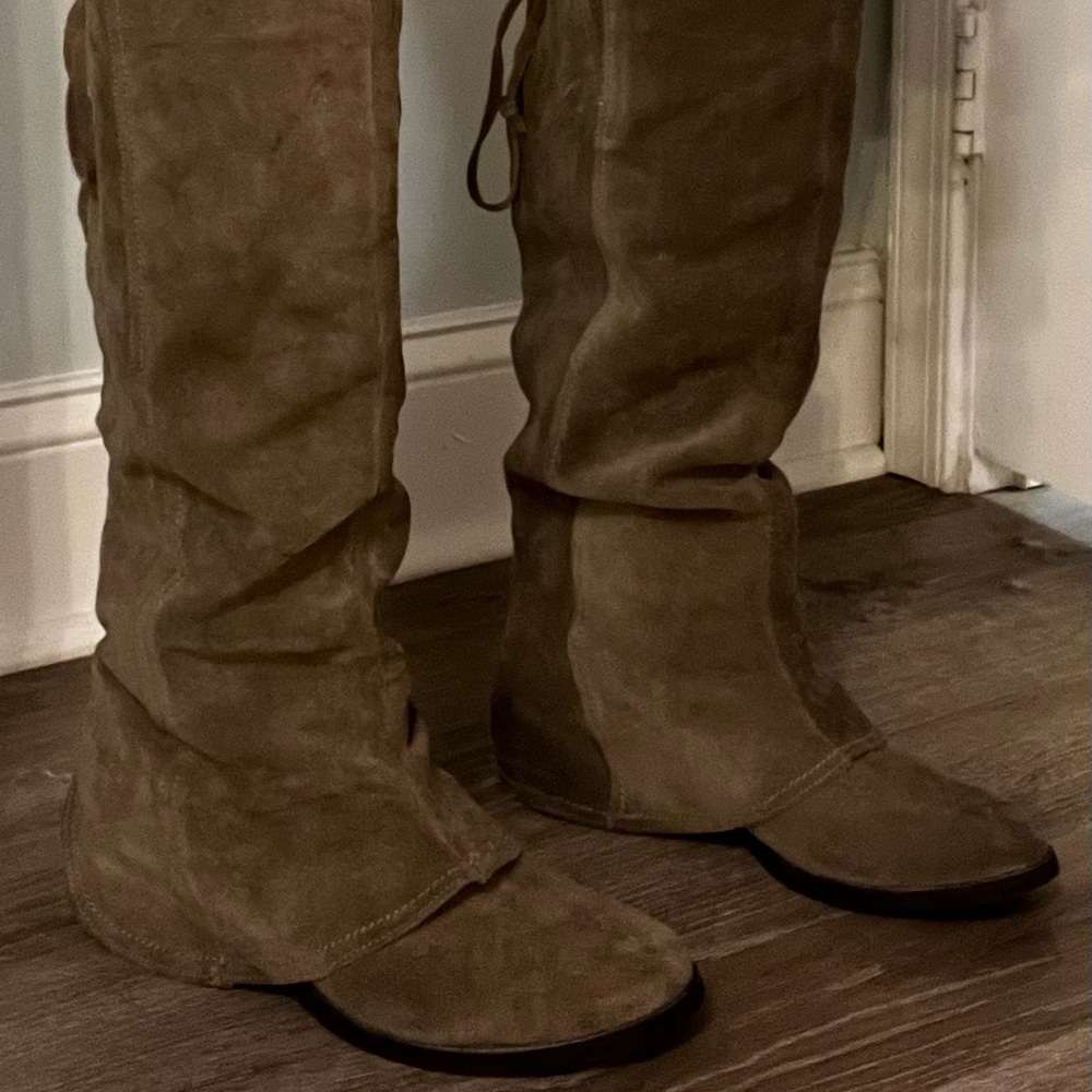 Naughty Monkey Brown Knee High Boots Size 9.5 with lace up back